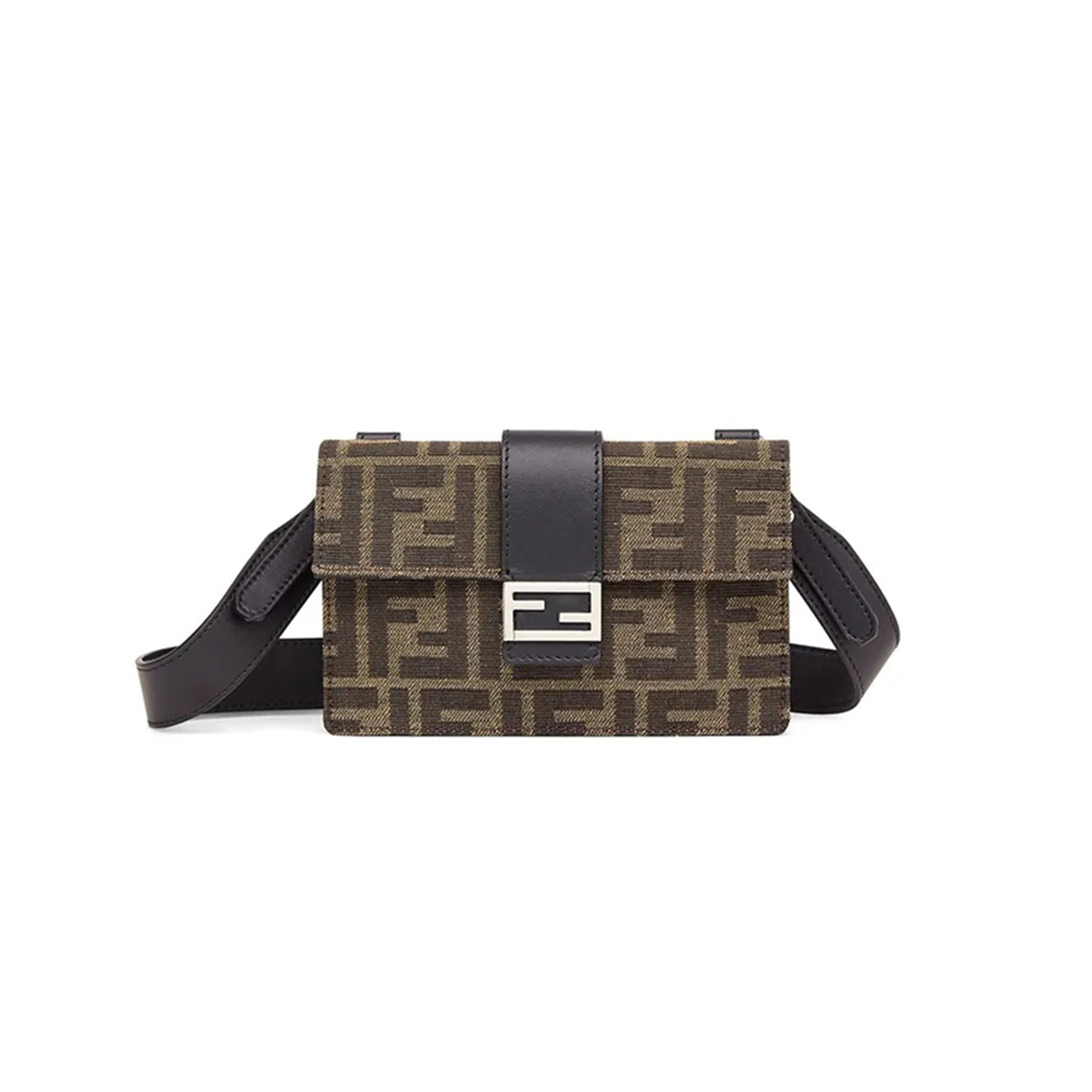 FENDI BAGUETTE CONVERTIBLE POUCH ZUCCA CANVAS BROWN 7M0295A9ZLF0L3T (17*10*2cm)